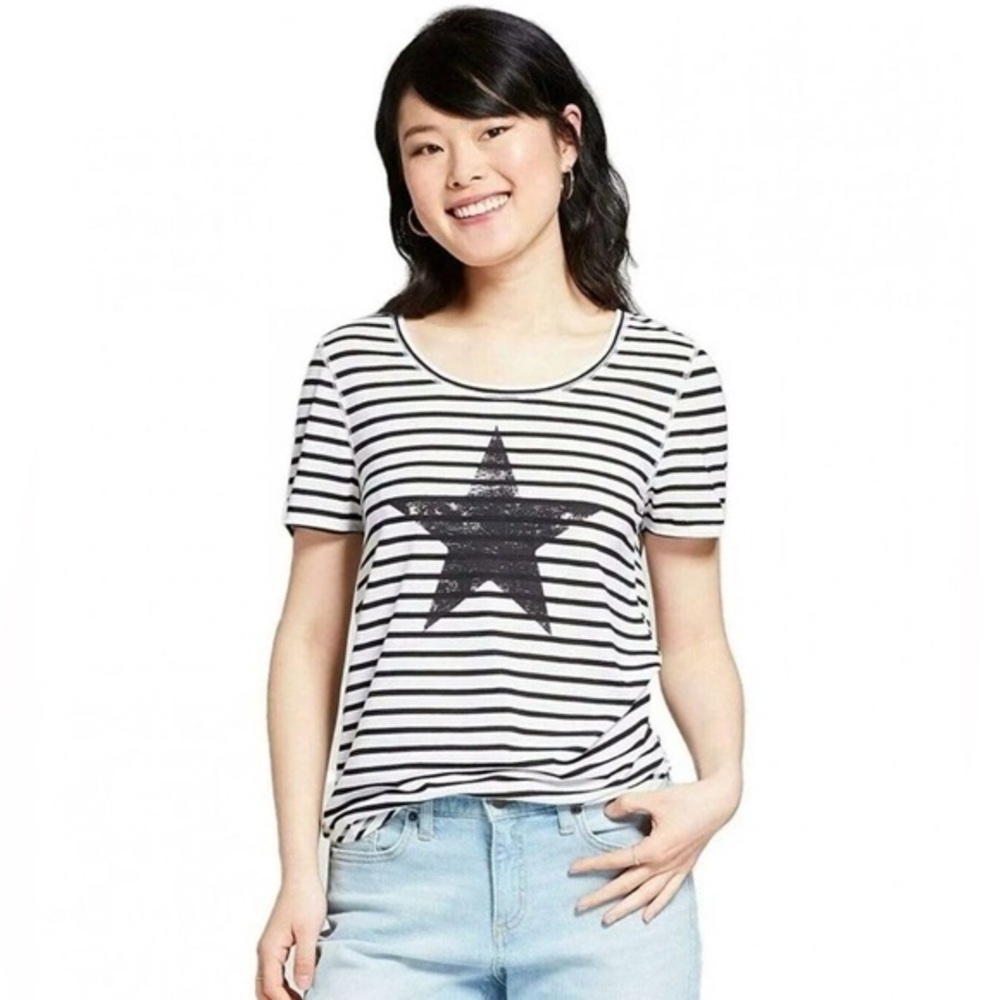 Grayson Threads striped scoop neck shirt S